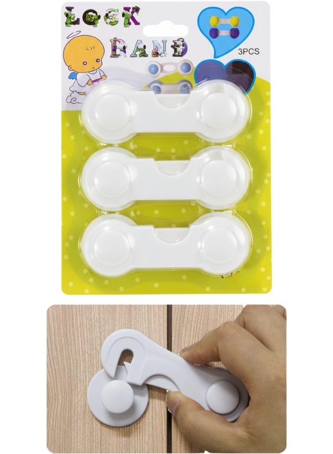 أقفال أمان للأطفال من البلاستيك المقوى لمقاومة الأطفال الصغار، 3 قطع، حماية فعالة للأدراج والخزائن والدواليب والثلاجات والميكروويف، أقفال أمان ضد فتح الأطفال بعنف، حماية الأصابع والأدوات الحادة والمنظفات، تصميم عصري أبيض يناسب جميع الأثاث، تركيبه سهل للبالغين وصعب على الأطفال، أقفال أمان منزلية للأطفال الرضع والمشاة في مرحلة الحبو والمشي، وسيلة حماية أساسية للمنزل لمنع وصول الأطفال إلى المخاطر اليومية، منتجات أمان أطفال عالية الجودة تضمن ترتيب المنزل وسلامة الطفل - Image 1